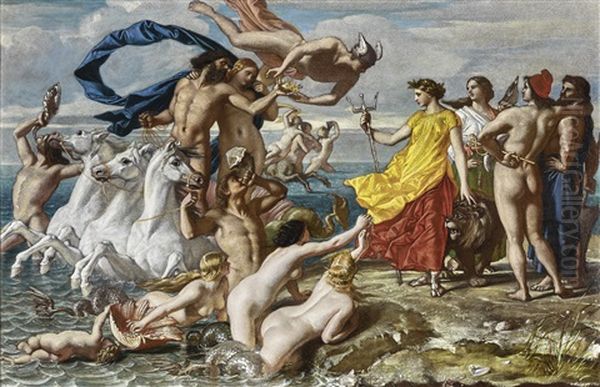 Neptune Resigning To Britannia The Empire Of The Sea, A Scheme For A Fresco At Osborne House Oil Painting by William Dyce