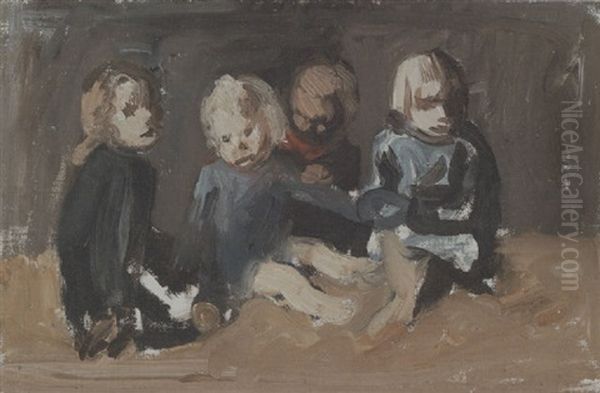 Four Children Oil Painting by Albert Van Dyck