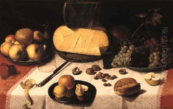 Stilleben Med Ost Och Frukt Pa Vit Duk Oil Painting by Floris Claesz van Dyck