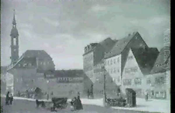 Markplatz In Einer Kleinstadt Oil Painting by Hermann Dyck