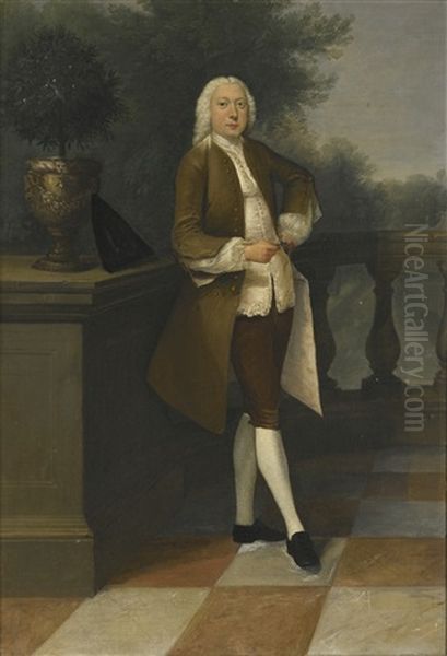 Portrait Of Richard Nevel, In A Garden Oil Painting by Peter Van Dyck