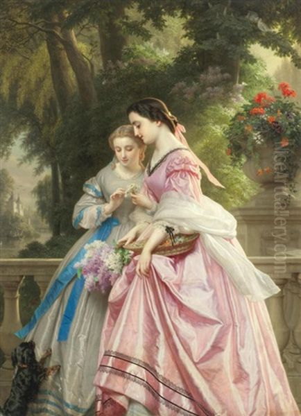 He Loves Me, He Loves Me Not Oil Painting by Josephus Laurentius Dyckmans