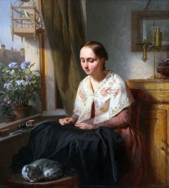 Jenny L'ouvriere Oil Painting by Josephus Laurentius Dyckmans