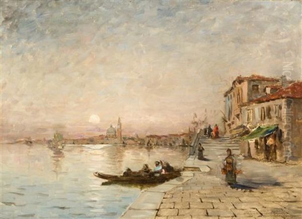 Sunset At Venice Oil Painting by Charles G. Dyer