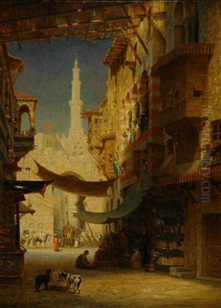 Cairo - The Return Of The Mahmal From Mecca Oil Painting by Charles G. Dyer