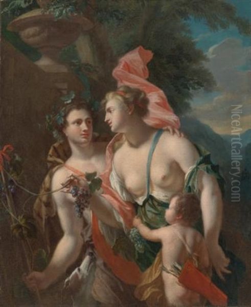 Venus And Bacchus Oil Painting by Philip van Dyk