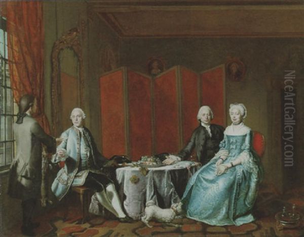 Familienportrait In Einem Interieur Oil Painting by Philip van Dyk