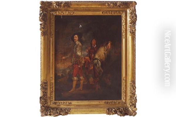 King Charles 1st With Horses And Attendants Oil Painting by Anthony Van Dyke