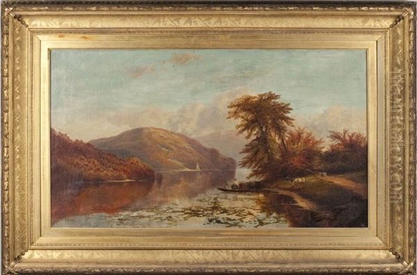 Poling On The River Oil Painting by Samuel P. Dyke