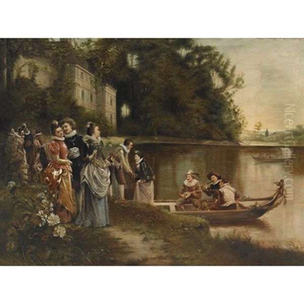 Arriving At The Picnic Oil Painting by Joseph Dynes