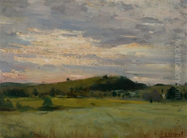 Sunset At Val Morin Oil Painting by Edmond Dyonnet