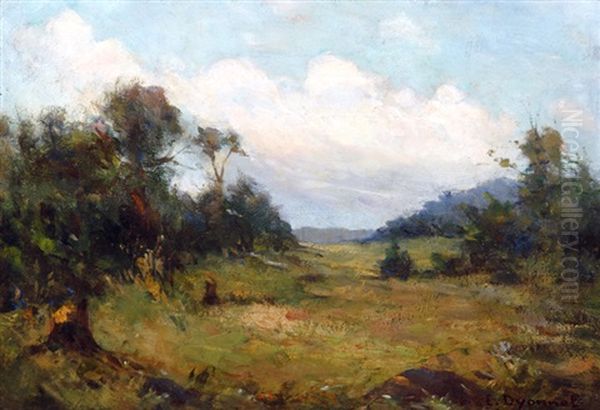 A Forest Meadow Oil Painting by Edmond Dyonnet