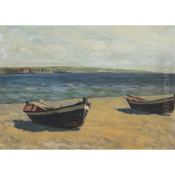 Boats On The Ile D'orlean Oil Painting by Edmond Dyonnet