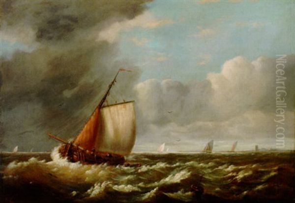 Fischer Vor Der Kuste Oil Painting by Pieter Arnout Dyxhoorn