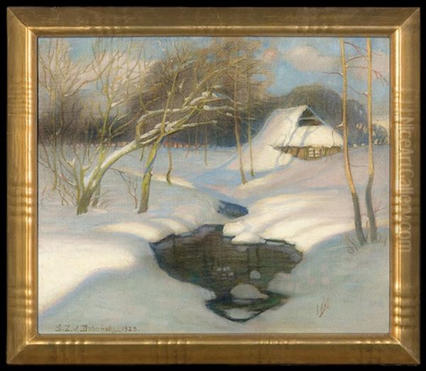 Winter Oil Painting by Sixtus Z. von Dzbanski