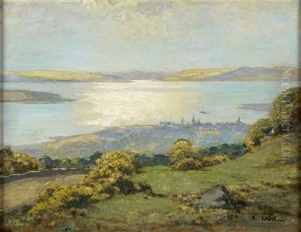 View Of Largs; Looking Across The Isle Of Cumbrae Oil Painting by Robert Eadie