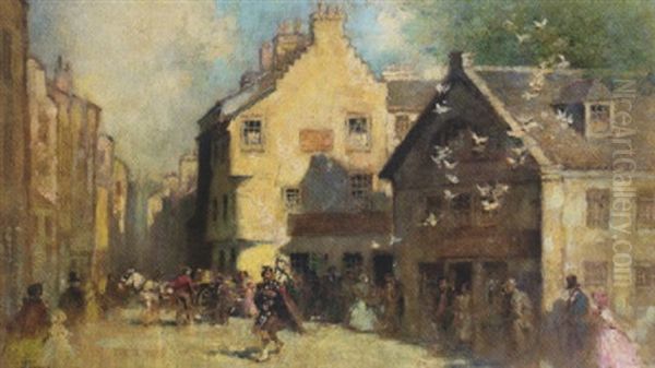 Watergate, Perth; The Gable Of Old Gowrie House, The Scene Of The Conspiracy Against James Vi Oil Painting by Robert Eadie