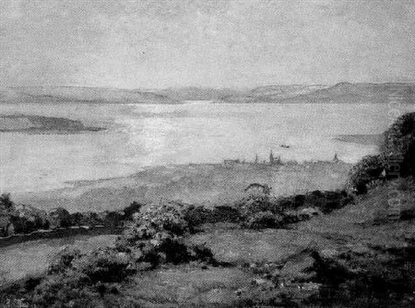 View Of Largs - Looking Across The Isle Of Cumbrae To The Kyles Of Bute And Loch Striven Oil Painting by Robert Eadie