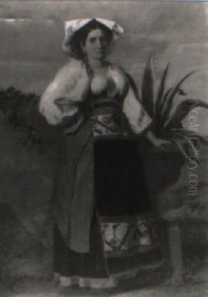 A Portrait, Full Length, Of A Girl Oil Painting by Edmund Eagles