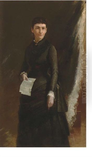 Portrait Of A Lady Holding A Letter Oil Painting by Susan Hannah MacDowell Eakins