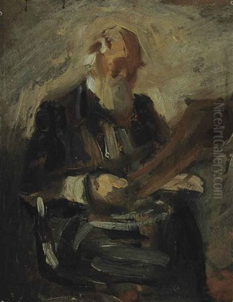 Portrait Of Charles Fussell (preliminary Study) Oil Painting by Thomas Eakins