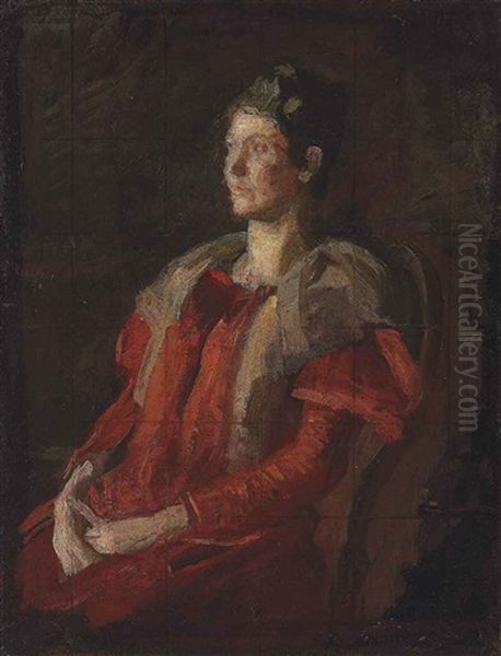 Portrait Of Mrs. Charles L. Leonard (study) Oil Painting by Thomas Eakins