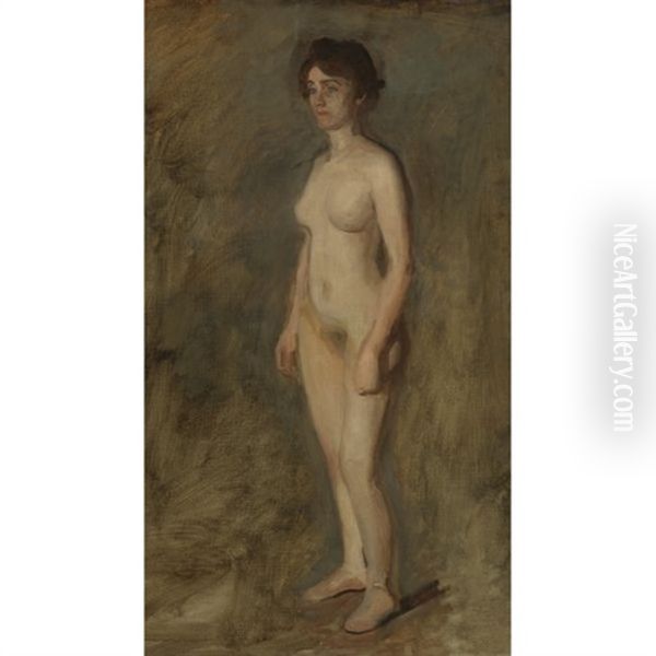 Standing Female Nude Oil Painting by Thomas Eakins