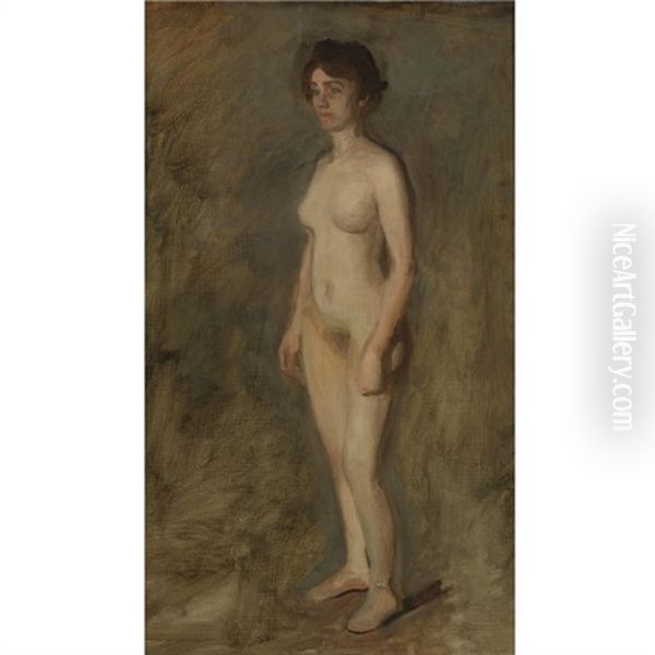 Standing Female Nude Oil Painting by Thomas Eakins