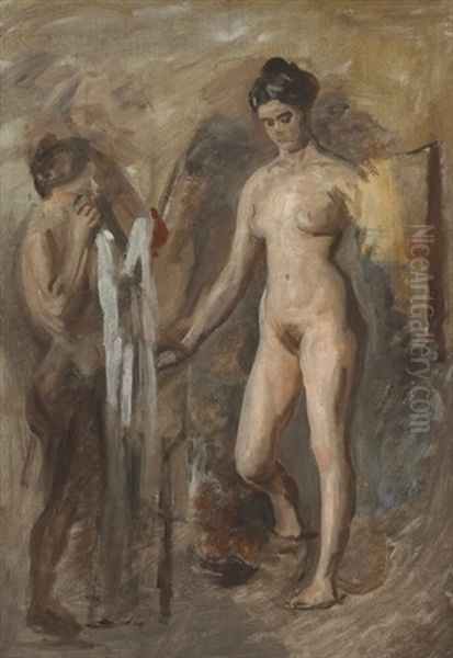 William Rush And His Model (study) Oil Painting by Thomas Eakins