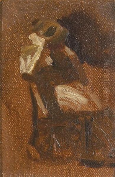 Seated Figure Sketch Oil Painting by Thomas Eakins