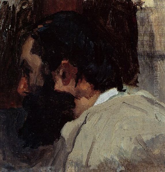 A Student's Head Oil Painting by Thomas Eakins