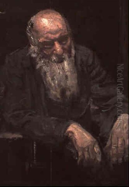 Study Of An Old Man Oil Painting by Thomas Eakins