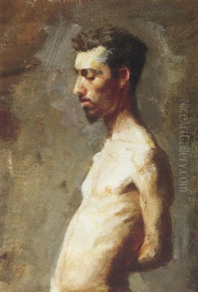 Wallace Posing Oil Painting by Thomas Eakins