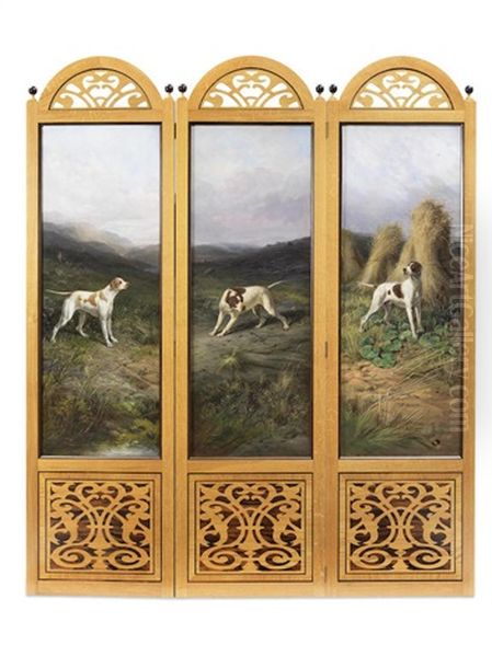 A Set Of Three Portraits Of The Champion Pointers Oil Painting by George Earl