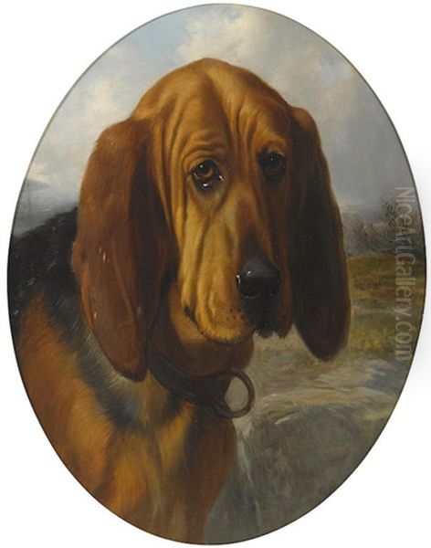 Matchless, A Bloodhound Oil Painting by George Earl