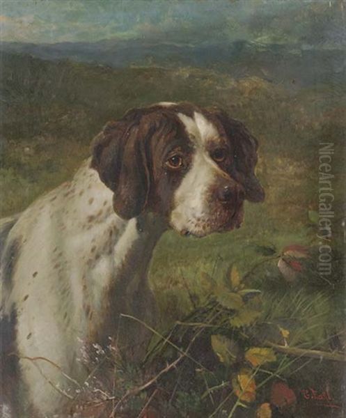 A Pointer In A Moorland Landscape Oil Painting by George Earl