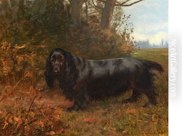 Field Spaniel Oil Painting by Maud Earl