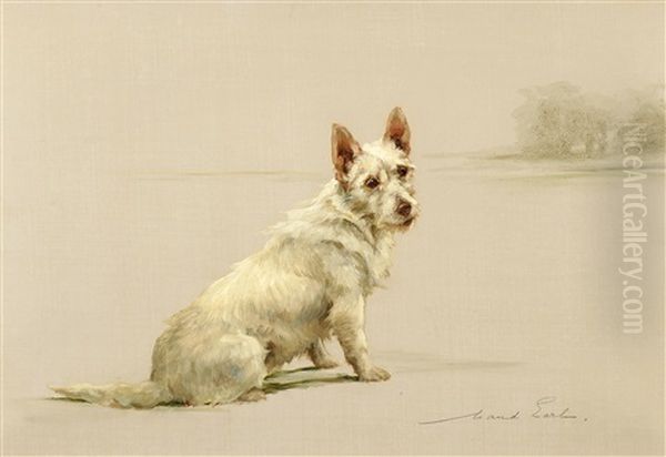 West Highland White Terrier In A Landscape Oil Painting by Maud Earl