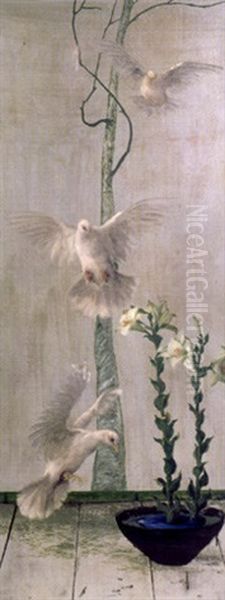 Doves Oil Painting by Maud Earl