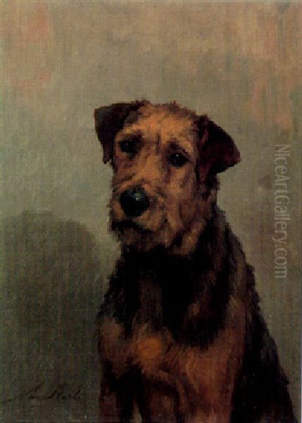 A Terrier Oil Painting by Maud Earl