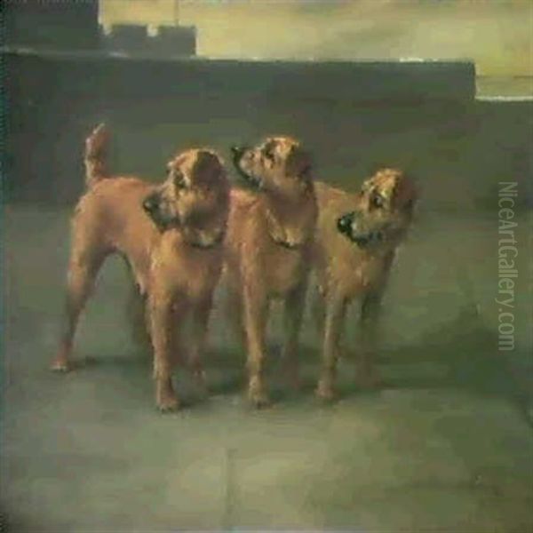 On Parade--irish Terriers Oil Painting by Maud Earl