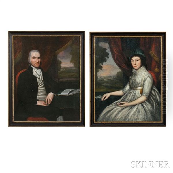 Pair Of Portraits Of Northhampton, Massachusetts, Clockmaker Isaac Gere Oil Painting by Ralph Earl