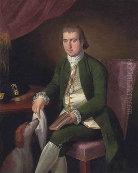 Portrait Of A Gentleman, Traditionally Identified As Christopher Inman, Three-quarter-length, In A White Waistcoat And Green Coat Oil Painting by Ralph Earl