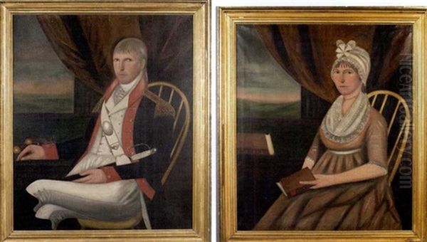 Portrait Of General Jonathan Davis (+ Portrait Of His First Wife Sarah Hammond; Pair, 2nd Dbl-sided) Oil Painting by Ralph Eleaser Whiteside Earl