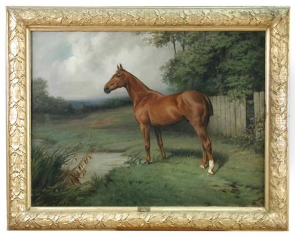 Popgun Iii, A Chestnut Hunter In A Landscape Oil Painting by Thomas Percy Earl