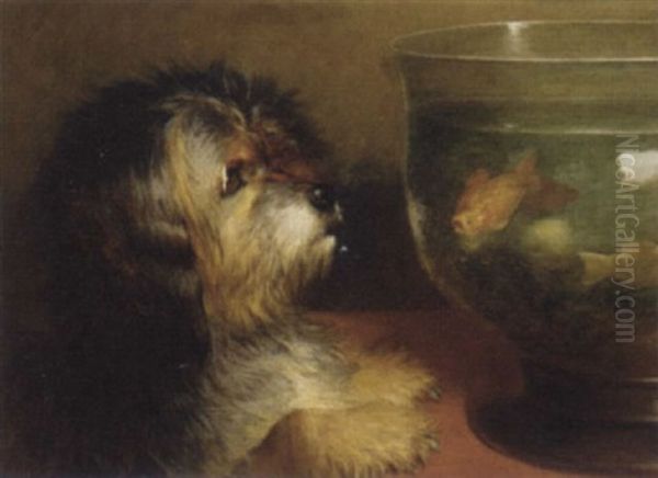 The Pet Goldfish Oil Painting by Thomas William Earl