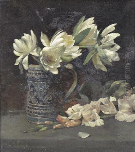 Still Life With Flowers In A Pitcher Oil Painting by Lawrence Carmichael Earle