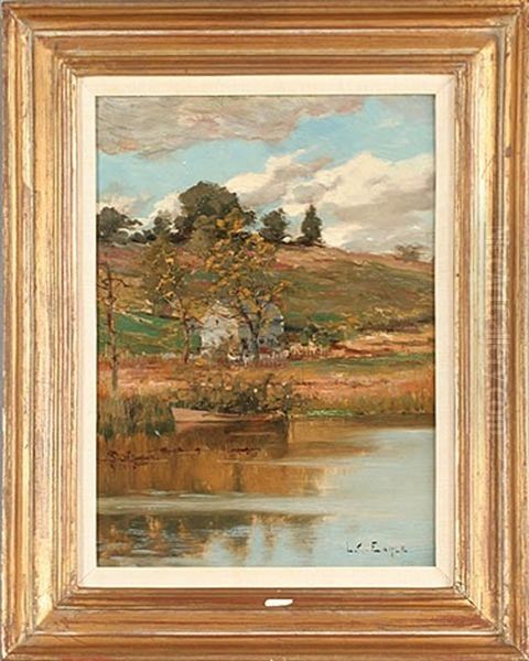 Landscape With House By The Lake Oil Painting by Lawrence Carmichael Earle