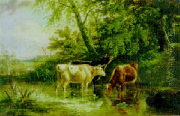 A Quiet Brook Oil Painting by Henry (Sr.) Earp