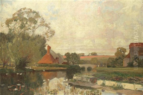 The Valley Of The Lambourne Oil Painting by Sir Alfred East